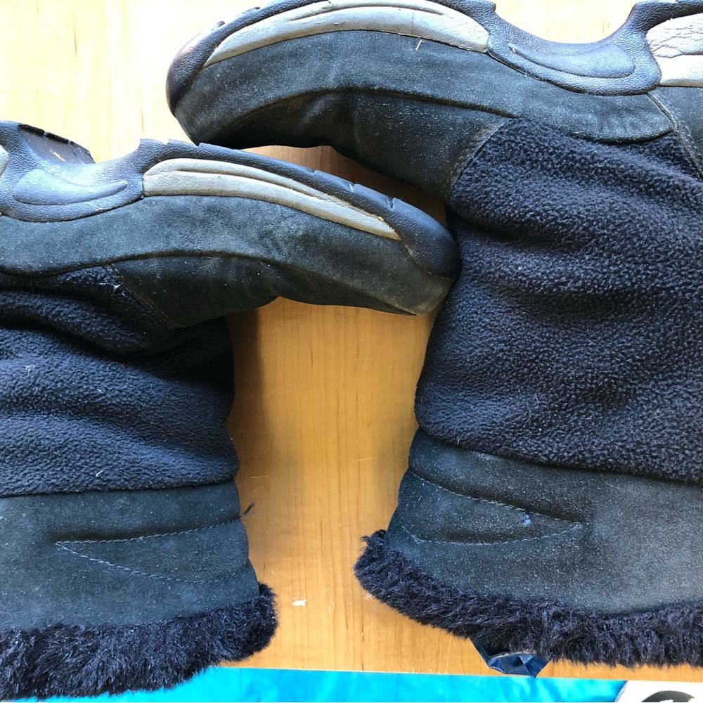 Sporto Black Suede Winter Boots with Faux Fur Cuff, 11